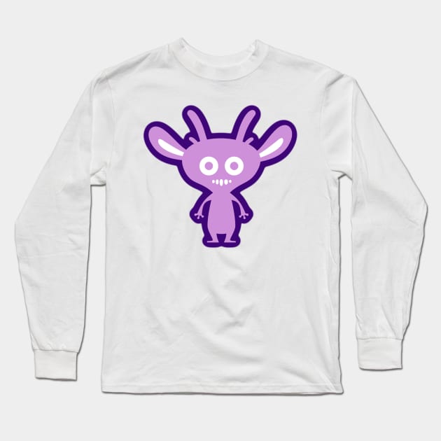 Cute Purple Cartoon Alien Monster Long Sleeve T-Shirt by DesignsbyZazz